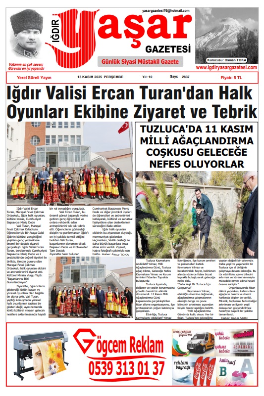 Iğdır Gazeteleri Iğdır Yaşar Gazetesi 13.11.2025