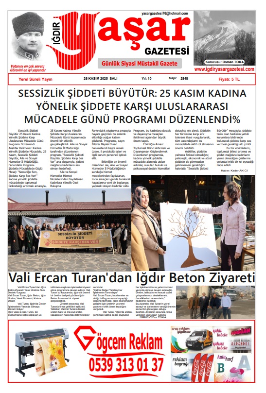 Iğdır Gazeteleri Iğdır Yaşar Gazetesi 26.11.2025