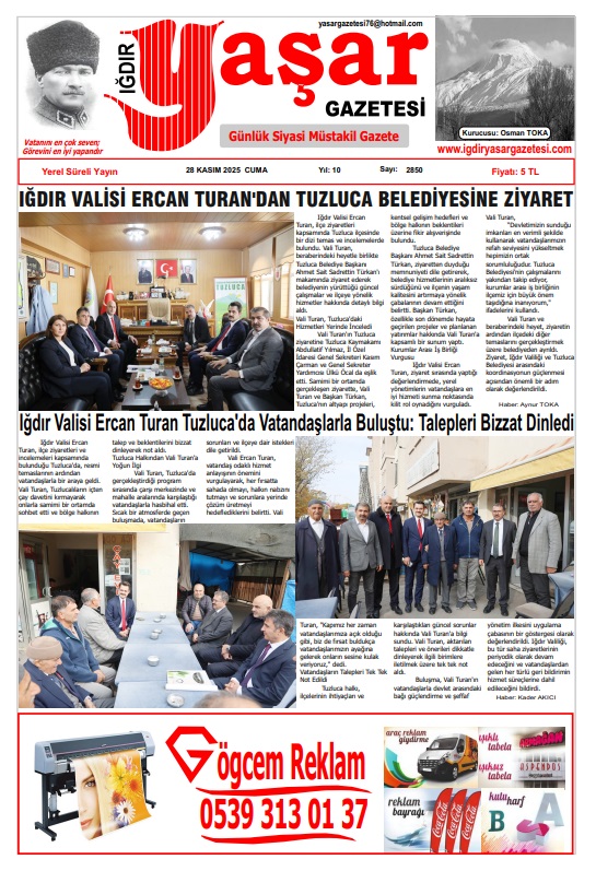Iğdır Gazeteleri Iğdır Yaşar Gazetesi 28.11.2025