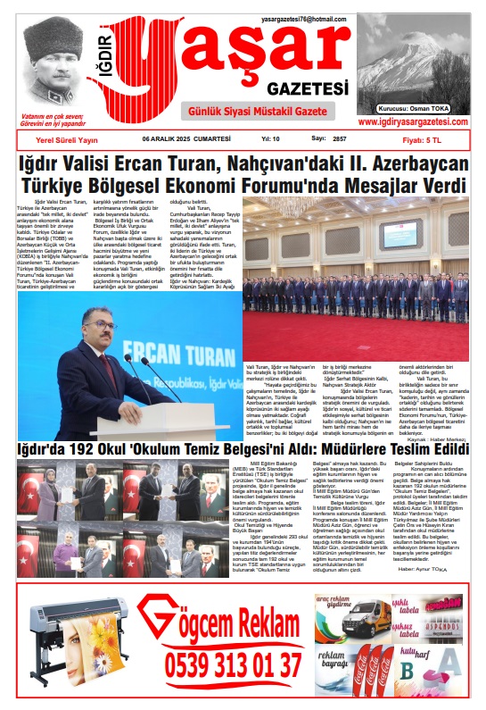 Iğdır Gazeteleri Iğdır Yaşar Gazetesi 06.12.2025