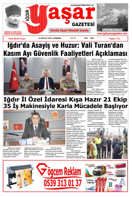 Iğdır Gazeteleri Iğdır Yaşar Gazetesi 10.12.2025