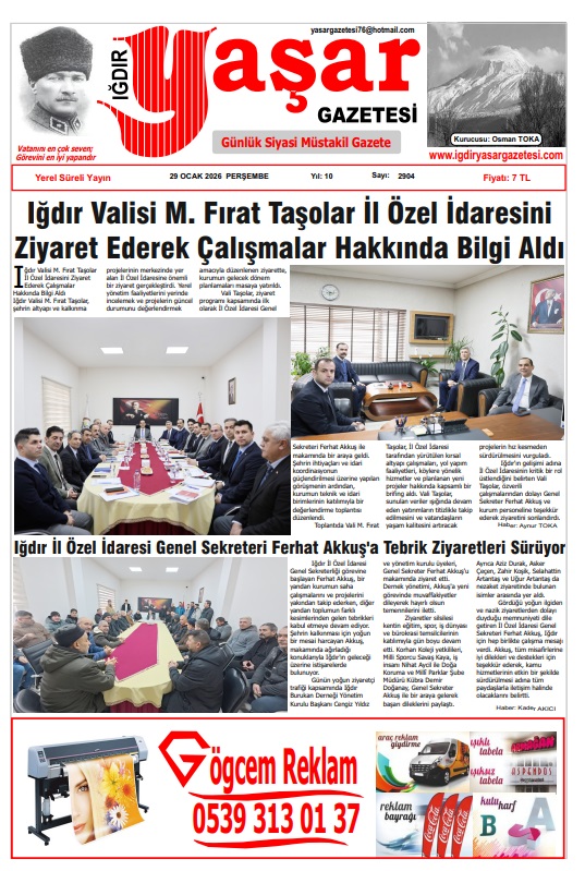 Iğdır Gazeteleri Iğdır Yaşar Gazetesi 29.01.2026