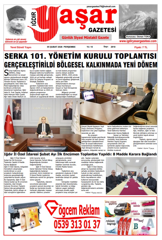 Iğdır Gazeteleri Iğdır Yaşar Gazetesi 05.02.2026