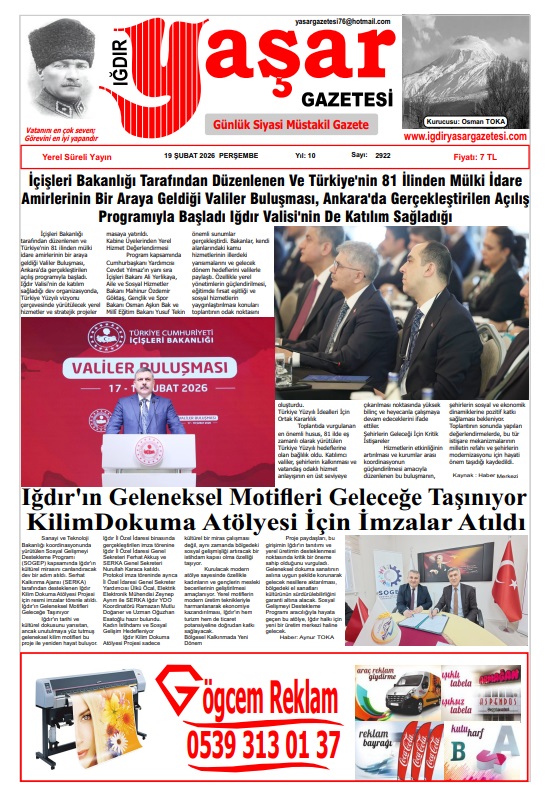 Iğdır Gazeteleri Iğdır Yaşar Gazetesi 19.02.2026