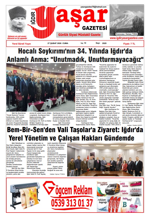 Iğdır Gazeteleri Iğdır Yaşar Gazetesi 27.02.2026