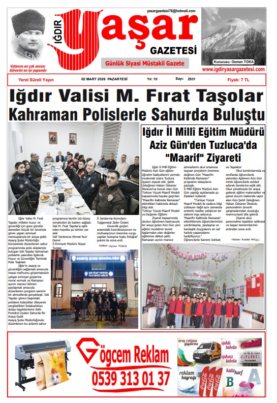 Iğdır Gazeteleri Iğdır Yaşar Gazetesi 02.03.2026