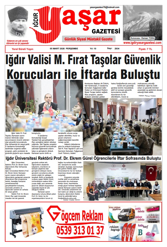 Iğdır Gazeteleri Iğdır Yaşar Gazetesi 05.03.2026