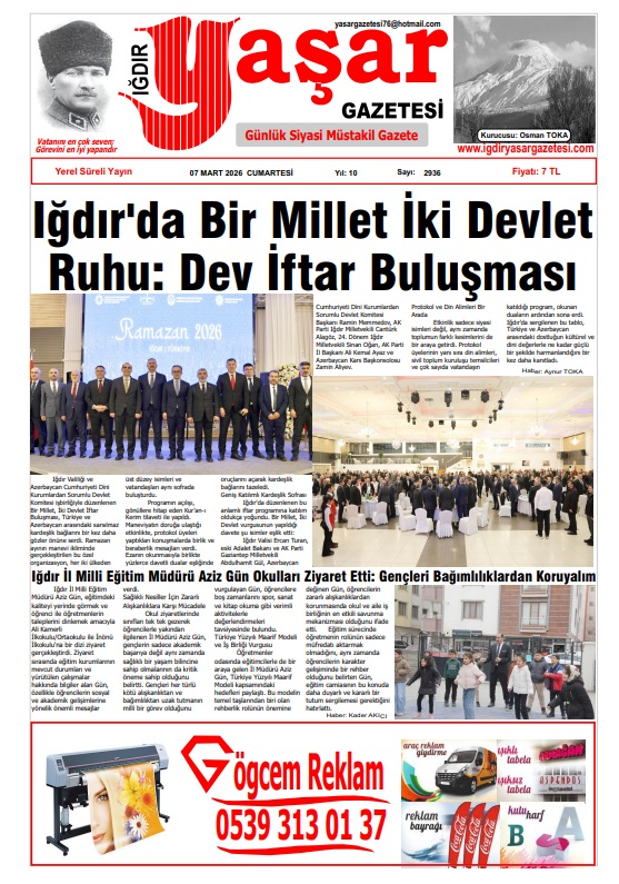 Iğdır Gazeteleri Iğdır Yaşar Gazetesi 07.03.2026