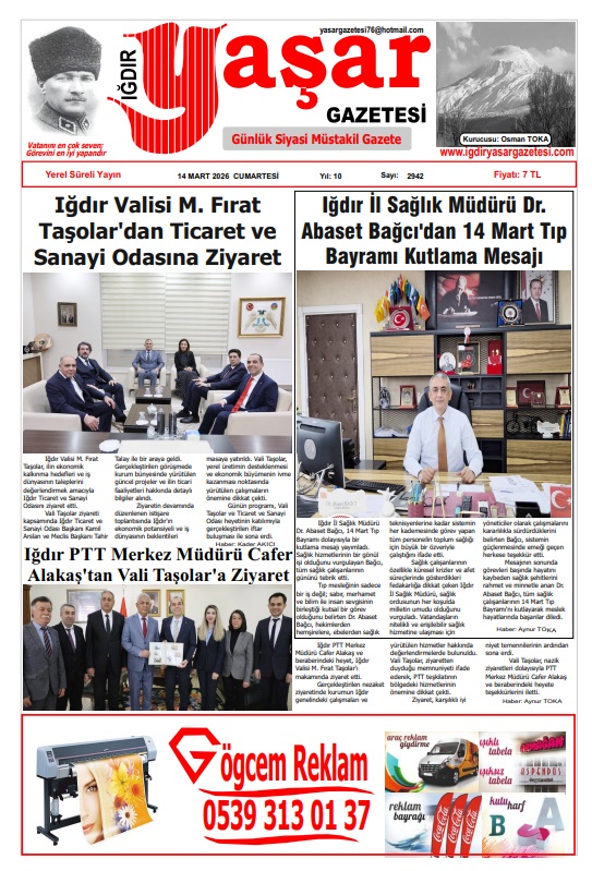 Iğdır Gazeteleri Iğdır Yaşar Gazetesi 14.03.2026