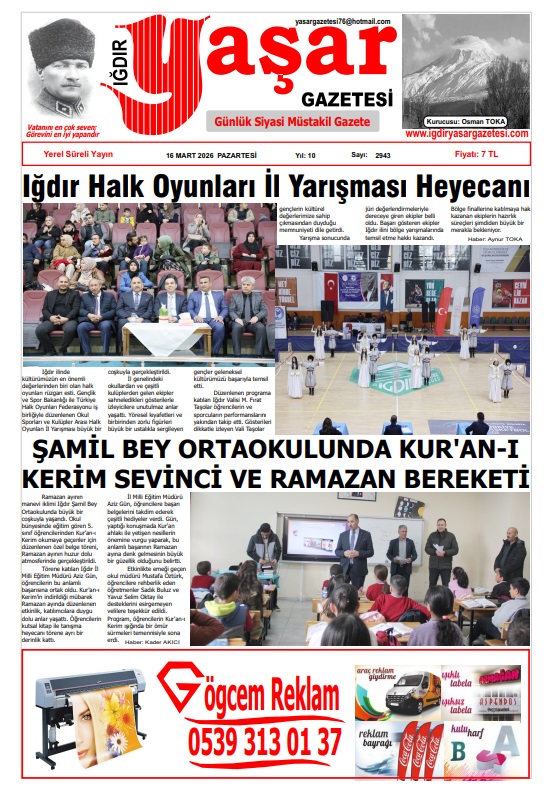 Iğdır Gazeteleri Iğdır Yaşar Gazetesi 16.03.2026