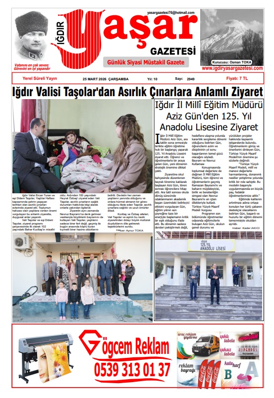 Iğdır Gazeteleri Iğdır Yaşar Gazetesi 25.03.2026