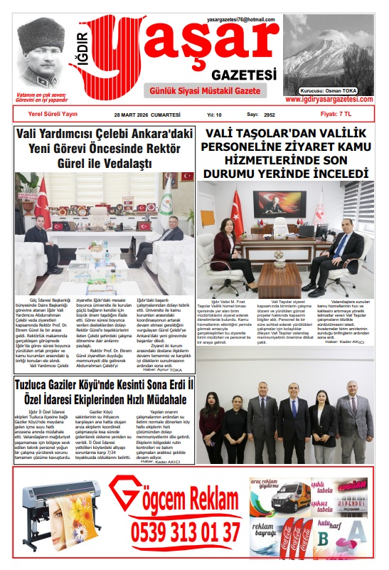 Iğdır Gazeteleri Iğdır Yaşar Gazetesi 28.03.2026