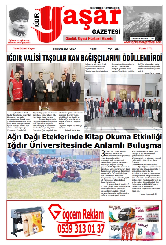 Iğdır Gazeteleri Iğdır Yaşar Gazetesi 03.04.2026