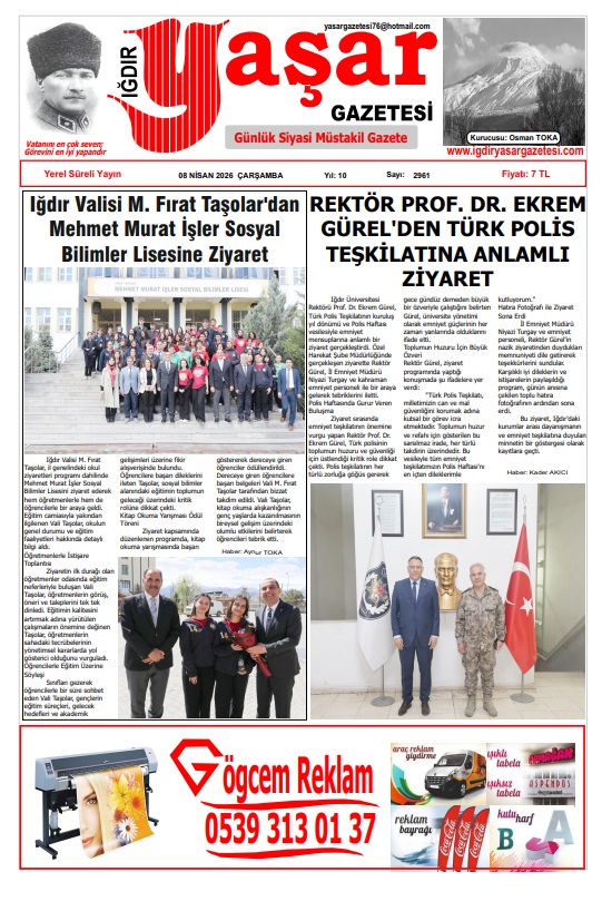 Iğdır Gazeteleri Iğdır Yaşar Gazetesi 08.04.2026
