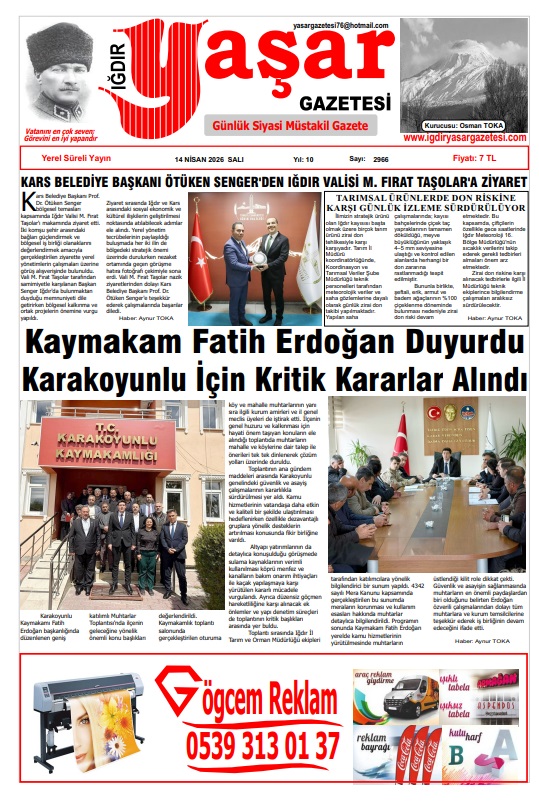 Iğdır Gazeteleri Iğdır Yaşar Gazetesi 04.04.2026