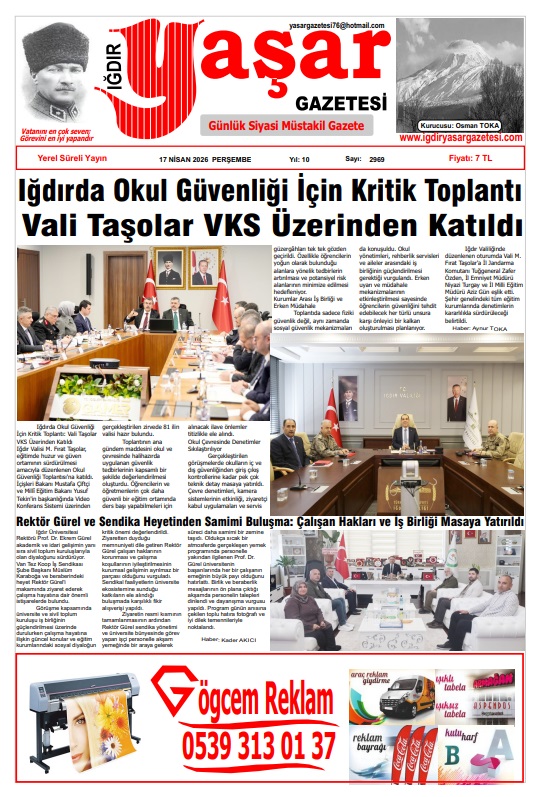 Iğdır Gazeteleri Iğdır Yaşar Gazetesi 17.04.2026