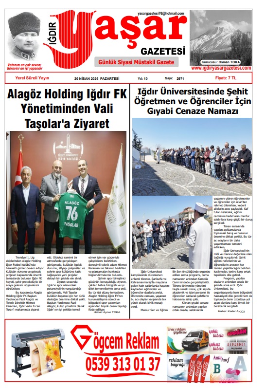 Iğdır Gazeteleri Iğdır Yaşar Gazetesi 20.04.2026