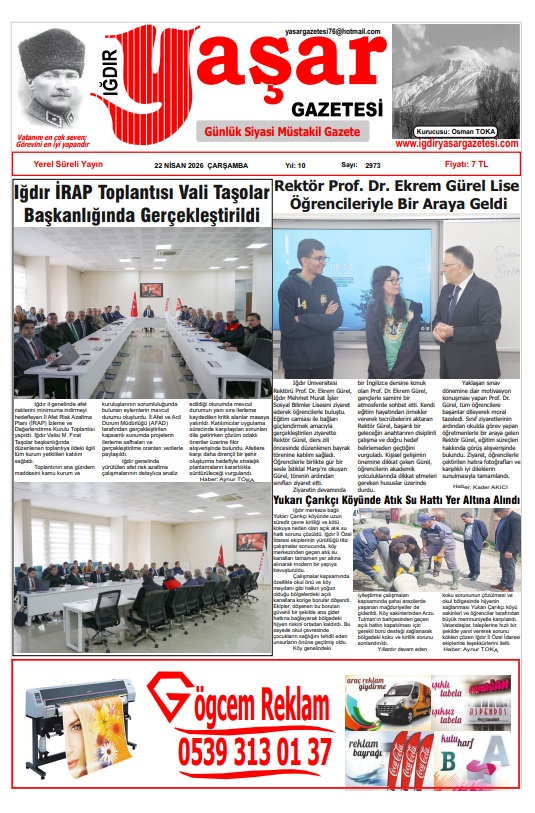 Iğdır Gazeteleri Iğdır Yaşar Gazetesi 22.04.2026