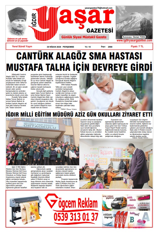 Iğdır Gazeteleri Iğdır Yaşar Gazetesi 30.04.2026