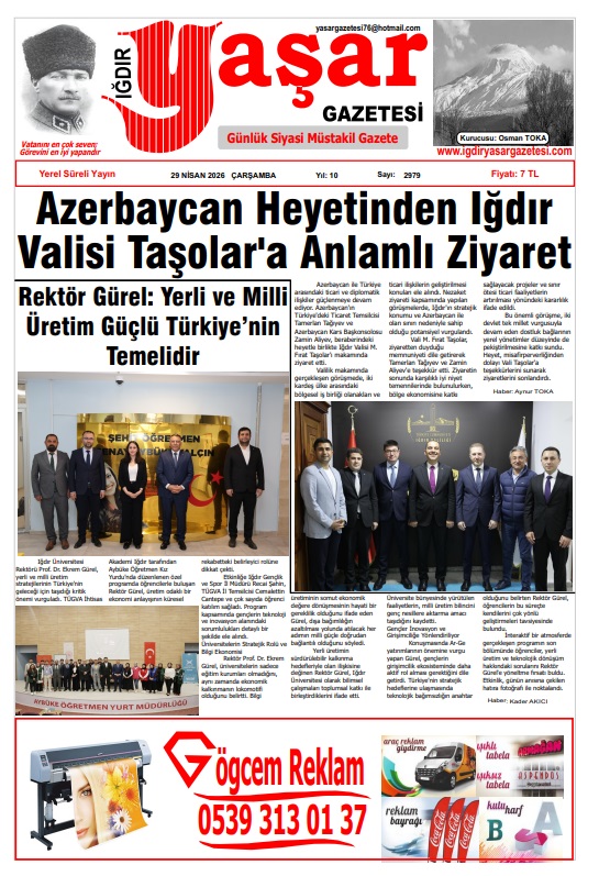 Iğdır Gazeteleri Iğdır Yaşar Gazetesi 29.04.2026