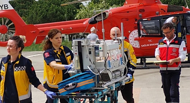 Ambulans helikopter erken doğan bebek için havalandı