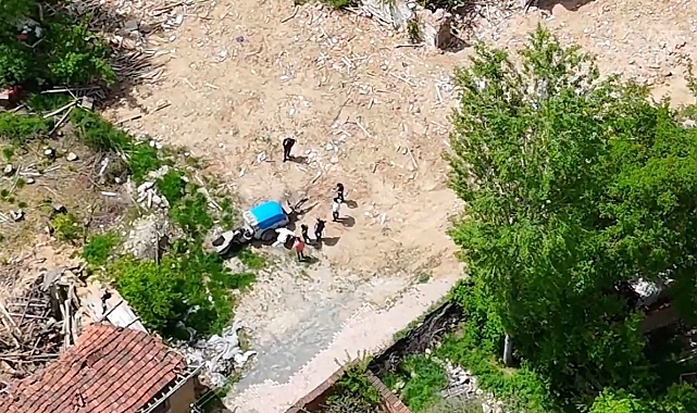 Çalınan iş makinesi dron ile bulundu