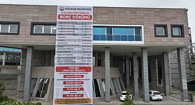 Gölbaşı Belediyesinin borcu belediye binasına asıldı