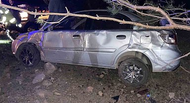 Yoldan çıkan otomobilin sürücüsü yaralandı