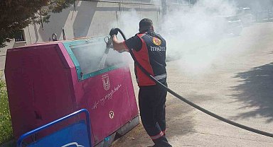Çöp konteynerinde, yangın çıktı