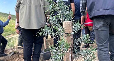 Diktiği ağaçlara, hatıra olarak bilekliğini bıraktı