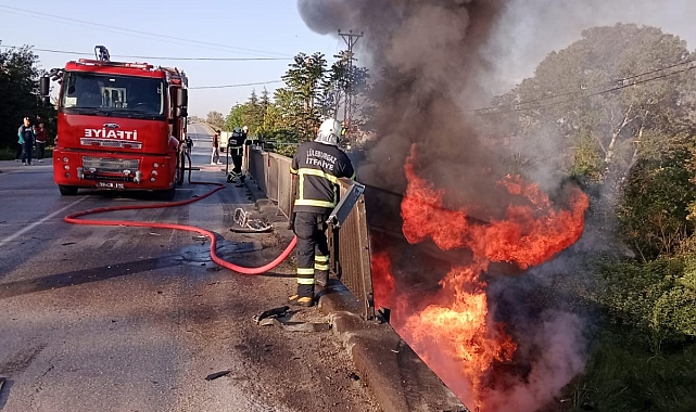 Direksiyon hakimiyetini kaybeden tır, dereye uçtu