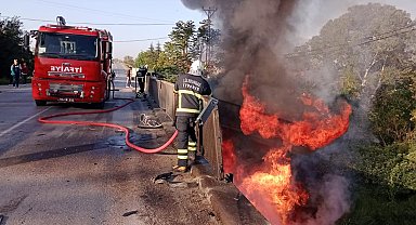Direksiyon hakimiyetini kaybeden tır, dereye uçtu