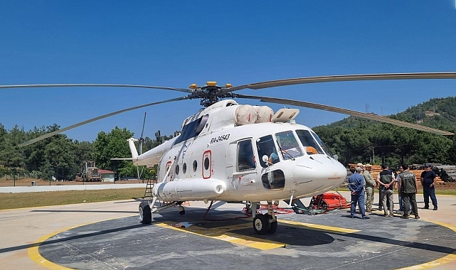Hava desteği sağlayacak ilk yangın söndürme helikopteri, Marmaris&#039;te göreve başladı
