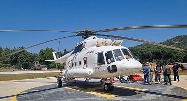 Hava desteği sağlayacak ilk yangın söndürme helikopteri, Marmaris'te göreve başladı