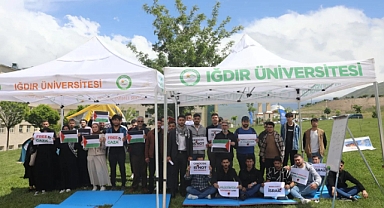 Iğdır’da öğrenciler İsrail’i protesto etti