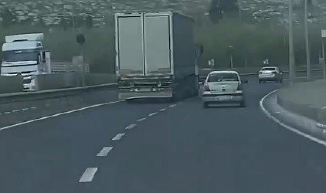 Kamyonun hızına hiçbir araç yetişemedi