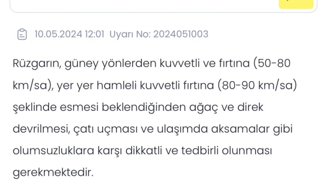 Karaman'da şiddetli rüzgar uyarısı