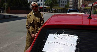 Konya'da Acemi sürücü yazısıyla dikkat çekiyor