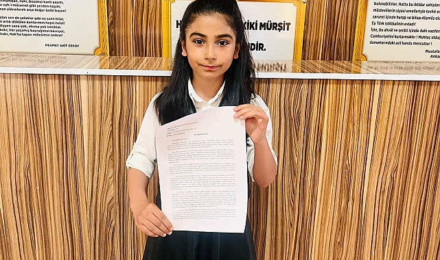 &quot;Özel Çocuklara Özel Mektuplar Seçkisi&quot; yarışmasında, Ağrılı Ada Öykü birinci oldu