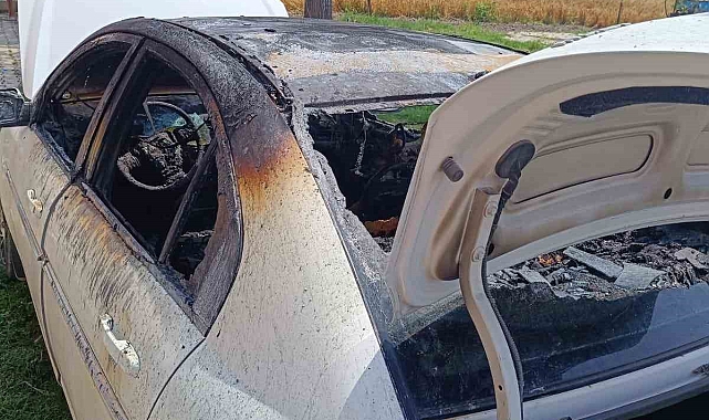 Park halindeki alev alan otomobil paniğe sebep oldu