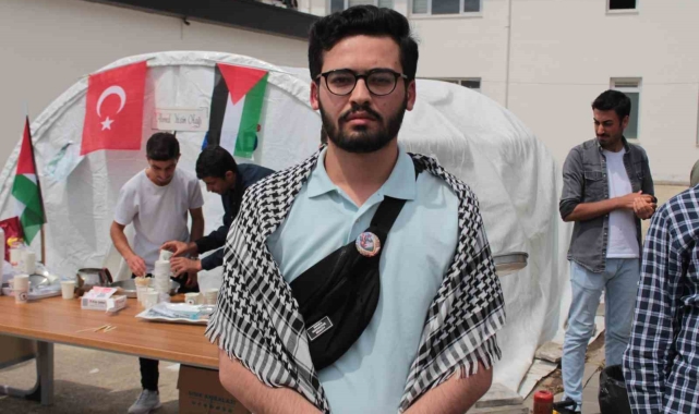 Siirt Üniversitesi öğrencileri Gazze&#039;ye destek için çadır nöbeti başlattı