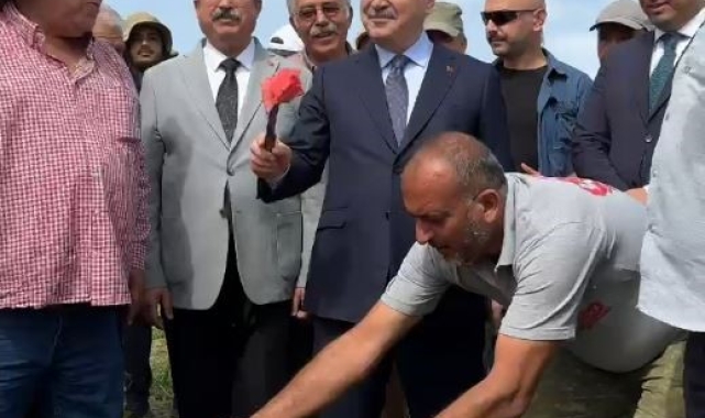 Vali Köşger karpuzu kesip göbeğini yedi, işçilerle birlikte kamyona yükleme yaptı