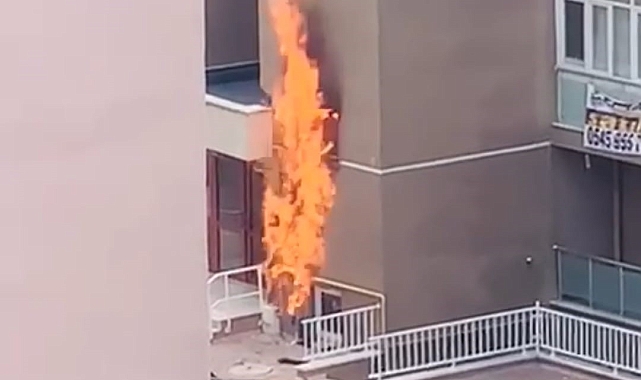 Bir apartmanda doğalgaz sızıntısı yangına sebep oldu