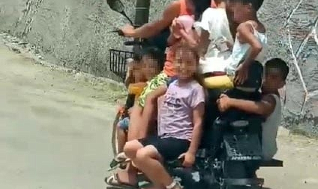Elektrikli motosiklete, 8 çocuk bindi