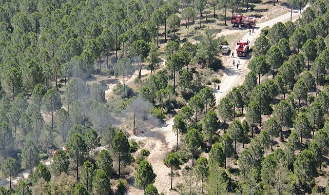 Havadan ve karadan yapılan yangın tatbikatı nefes kesti