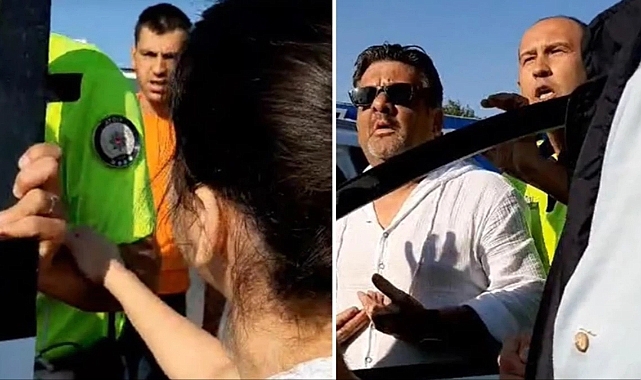 Kızını sınava yetiştirmek isteyen baba, Trafik polisiyle tartıştı