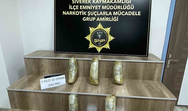 7 kilo 50 gram skunk uyuşturucu ele geçirildi