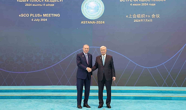 Cumhurbaşkanı Erdoğan, ŞİÖ Zirvesi için Bağımsızlık Sarayı&#039;na geldi