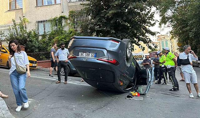 Fren yerine gaza bastı araç takla attı