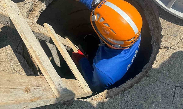 Kanalizasyon çukuruna düşen yavru köpek  AFAD ekipleri tarafından kurtarıldı